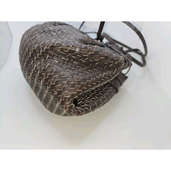 Fendi Shoulder Bag Brown Leather Vintage Braided Pochette Mini Draws 7x5 - Picture 7 of 16